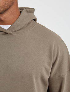 Sweat-shirt à capuche kaki pour homme, 100% coton, molleton français, décontracté, poche avant, logo imprimé, vêtement d'automne, coupe classique - Product Image 6