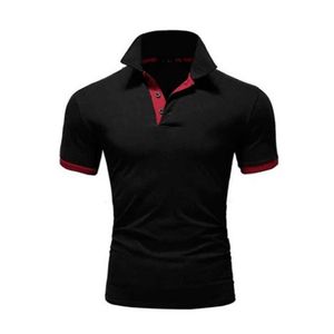 Polo de Manga Corta Azul Marino con Ribete en Naranja, Corte Ajustado, Camiseta Casual de Punto - Product Image 2