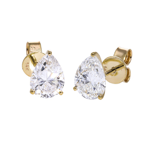14K Yellow Gold Stud <b>Earrings</b> 5ct Pear Cut Lab Grown CVD Diamond Women Push <b>Back</b> VVS-VS F Color Rhodium Plated - Product Image 2