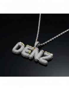 Pendentif Moissanite Lettre DENZ Iced Out avec Chaîne pour Homme, Argent, Or 10K 14K, Bijoux Hip Hop, Cadeau de Luxe, Style Tendance pour Homme - Product Image 4