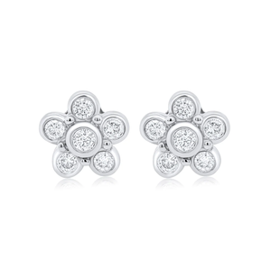0.55 CT 14K Solid Gold IGI Certified Lab Grown Bezel Diamond Flower Stud Earring for Wedding & Party <b>Gift</b> - Product Image 1