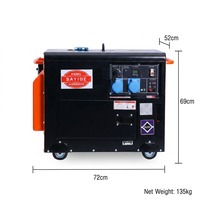 Groupe électrogène diesel insonorisé sur roues, double tension 110V 220V 380V 45A 10kW, réservoir 15L, direct usine, pour bétonnière