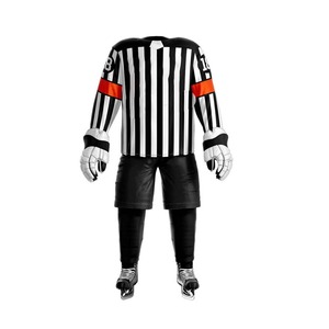 Ice Hockey <b>Referee</b> Uniform Set Striped Black White Short Sleeve Breathable Mesh Polyester Adult Unisex All Seasons OEM Custom - Product Image 4