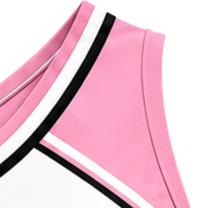 Haut court de cheerleading sans manches pour femme, rose clair, blanc, noir, col en V, pour performance athlétique, uniforme d'équipe, compétition - Product Image 3