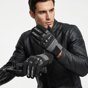 Gants de moto noirs à doigts entiers unisexes compatibles avec les écrans tactiles, équipement de protection pour la conduite et le cyclisme - Product Image 3