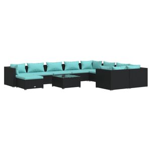Set Lounge da Giardino Nero D0100HXY9YT in Rattan, Arredamento da Esterno Contemporaneo Resistente alle Intemperie, Capacità 10+ Posti - Product Image 4