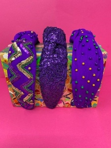 Excellent Stylish New Mardi Gras Letter Beaded Headband Purple Rhinestone Knotted <b>Carnival</b> Hair Accessories for Women Festive - Product Image 5