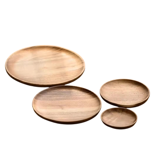 Bandeja Redonda de Madera Natural para Servir, Plato para Servir Comida, Aperitivos y Bebidas en el Hogar, Hoteles y Restaurantes - Product Image 6