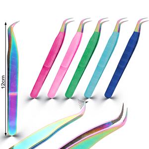 Pinces à épiler courbées en acier inoxydable de haute précision, bonne durabilité, faciles à utiliser, multi-angles à 45 degrés, portables - Product Image 1