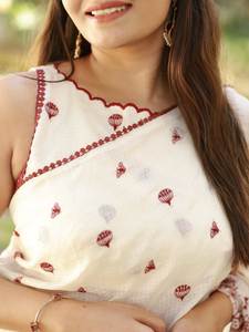 ผ้าซารีดีไซน์เนอร์จากผ้าลินินอินเดียสุดพิเศษ งานปักลายหรูหราและสง่างาม สำหรับงานปาร์ตี้ ราคาขายส่ง - Product Image 4