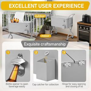 80 Quart Outdoor <b>Rolling</b> Cooler <b>Box</b> with Wheels for Backyard Deck Patio Beverage Storage - Product Image 2