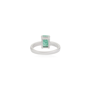 Solid 925 Sterling <b>Silver</b> 8x6 mm Octagon <b>Emerald</b> Gemstone Prong Set May Birthstone <b>Ring</b> For Women's - Product Image 6