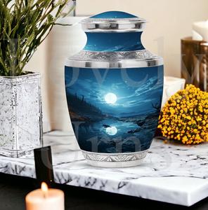 Urne funéraire bleue inspirée de la lune pour cendres d'adultes, urne commémorative pour cendres humaines, souvenir décoratif, hommage - Product Image 5