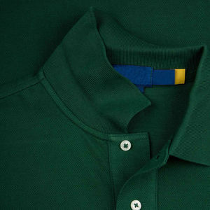 <b>Men's</b> <b>Green</b> Solid Cotton Pique <b>Polo</b> <b>Shirt</b> Short Sleeve Casual Breathable Regular Fit - Product Image 5