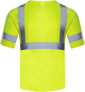 เสื้อยืดทำงานสีม่วงสะท้อนแสง แถบสะท้อนแสง ยูนิเซ็กซ์ โพลีเอสเตอร์ แขนสั้น คอกลม เสื้อผ้าเพื่อความปลอดภัย บริการ OEM มาตรฐาน CE - Product Image 4