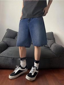 Shorts en jean pour homme, coupe droite, taille mi-haute, en coton délavé, décontracté, pour l'été - Product Image 3