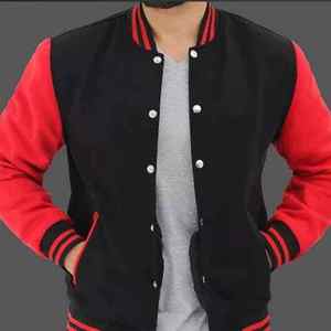 Chaqueta Varsity Personalizada para Hombre con Cuello Alto y Mangas de Cuero, Abrigo de Moda en Tendencia - Product Image 4
