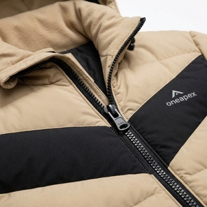 Veste matelassée à capuche beige et noire pour homme, veste d'hiver chaude et matelassée, veste d'extérieur légère et imperméable One Apex - Product Image 3