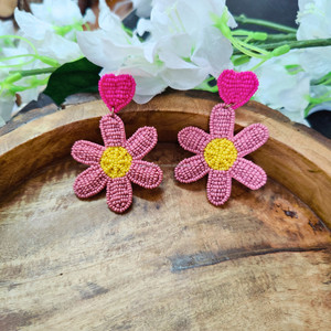 Pendientes colgantes de torre con cuentas de semillas clásicas hechos a mano, diseño de gota de flor colorida, fiesta de moda india Unisex, tamaño personalizado - Product Image 3
