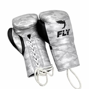 Nouveaux gants de boxe X LINE Fly au design camouflage, en cuir argenté, pour le kickboxing professionnel, avec lacets, personnalisables en usine. - Product Image 1