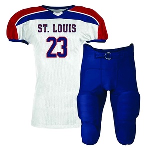 Ensemble de maillots de football américain unisexe blanc bleu rouge 23, en twill, maille respirante, antibactérien, séchage rapide, col en V, coupe athlétique - Product Image 1