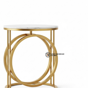Nordic Style Gold Wire Hourglass <b>Stool</b> Elegant Marble Top Vanity <b>Stool</b> Contemporary Ring Base Accent <b>Table</b> for Boutique Interior - Product Image 2