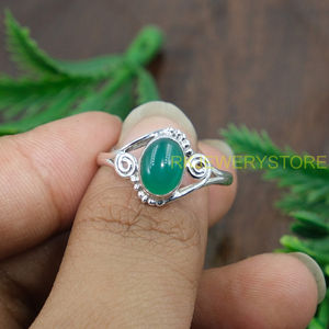 Natural <b>Green</b> Onyx 925 Sterling Silver Ring Handmade Oval Cabochon Gemstone Ring Women Her Designer <b>Jewelry</b> Wholesale Supplier - Product Image 4