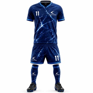 Conjunto de Uniforme de Fútbol Unisex de Manga Corta con Cuello Redondo, Absorbente de Humedad, 100% Poliéster, Estampado Geométrico, para Adultos, Todas las Temporadas, Elástico en Cuatro Direcciones - Product Image 1