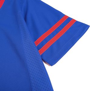 Camiseta Deportiva Azul con Cuello en V y Manga Corta con Rayas Rojas, Camiseta Informal de Poliéster de Secado Rápido para Verano - Product Image 4