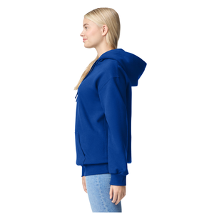 Unisex Royal Blue Pullover Hoodie Cotton Blend <b>Fleece</b> <b>Sweatshirt</b> Long Sleeve Casual Windproof Customized Winter Front Pocket Top - Product Image 3