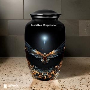 Urnes funéraires en métal style Aigle Volant Étoile Argentée pour cendres, pour hommes et femmes adultes, décoratives, fournitures funéraires, pots commémoratifs pour cendres - Product Image 2