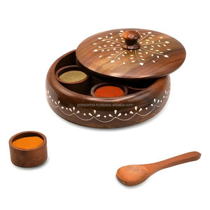 <b>ROUND</b> SPICE <b>BOX</b> WOODEN FROM INDIAN MANUFACTURER WHOLESALE RATE Wholesale Boutique Supplier Factory Direct Low MOQ 2026 Trend - Product Image 1