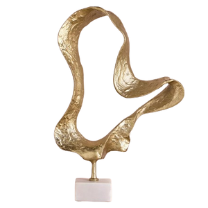 Handmade Cast Aluminum Sculpture <b>Table</b> Metal Sculpture for Living Room Home Decorative Outdoor Abstract Sculpture Gold color - Product Image 1