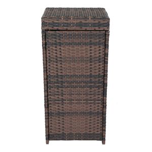 Cestino per Rifiuti in Rattan Marrone Sfumato con Coperchio e Struttura in Ferro per Uso Interno e Domestico - Product Image 2
