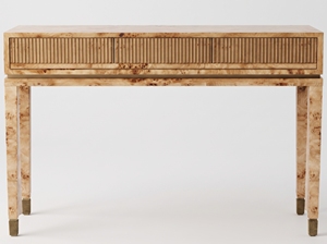 Console moderne en bois massif avec design cannelé et pieds de rangement pour entrée - Product Image 3