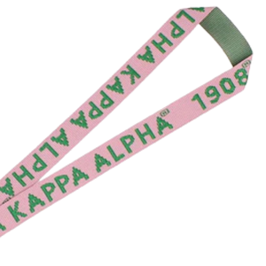 Alpha Kappa Alpha AKA Pink & Green Canvas Lanyard with 1908 Embroidery Badge Clip ID Card <b>Holder</b> Neck Strap Sorority Accessory - Product Image 4