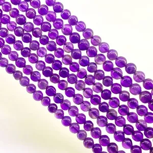 Natural African <b>Amethyst</b> 4mm Smooth Round AA Grade Gemstone Beads Strand - Product Image 1