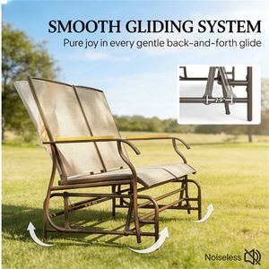 Fauteuil double à bascule en rotin brun clair pour extérieur avec table, mobilier de jardin et de terrasse - Product Image 2