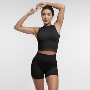 Ensemble de sport sans couture pour femme : soutien-gorge de sport et short de yoga à taille élastique, extensible dans les 4 sens, doux et confortable - Product Image 5