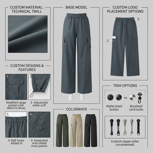 Pantalon cargo en nylon pour femme REDDITO SPORTS, taille mi-haute, coupe droite, longueur intégrale, couleur unie, taille élastique, style décontracté, en velours côtelé - Product Image 5