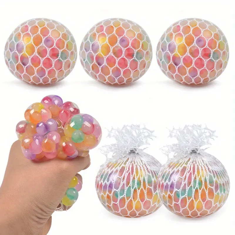 Venting Grape Stress Balls Toys Colorful Beads Decompressing Squeeze Funny Toys Therapeutic Squishy Stress-Relief Focus Toy