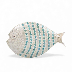 Handcrafted Glass Mosaic Fish Decorative <b>Tray</b> Bohemian Style Animal Shape Art Piece - Product Image 1