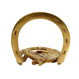 Battant de porte décoratif en laiton en forme de tête de cheval et fer à cheval, quincaillerie de porte d'entrée, décoration intérieure, décoration de porte de ferme - Product Image 2