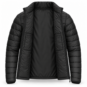 Custom <b>Mens</b> Lightweight Puffer <b>Jacket</b> Water Resistant Quilted Winter Coat Stand Collar Zipper Pockets Custom Logo Wholesale - Product Image 6