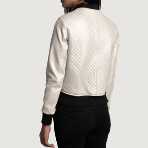 Wholesale Custom Logo Women's Vintage Style Cropped Varsity <b>Jacket</b> New Fashionable Embroidered Leather <b>Jacket</b> Cotton for Outdoor - Product Image 4