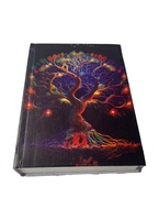 Carnet de notes en cuir véritable avec couverture rigide, design Arbre de Vie, couleur noire, reliure cousue, pages blanches, journal d'écriture