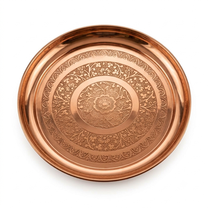 Ensemble de thali en cuivre fait main pour la Pooja, assiette traditionnelle pour la Puja, cadeau pour le festival Diwali, thali Aarti, décoration pour le temple à domicile, vente en gros - Product Image 1