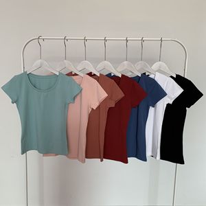 Venta Directa de Fábrica, Camisetas Básicas de Manga Corta para Mujer, Top Corto, Camisetas Deportivas con Cuello Redondo - Product Image 2