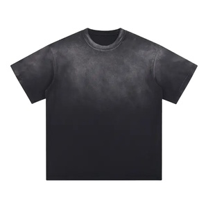 T-shirt délavé à l'acide pour homme, 100 % coton, haute qualité, manches courtes, coupe ample, longueur standard, tenue décontractée - Product Image 1
