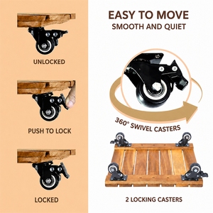 Chariot à plantes roulant robuste de 19 pouces avec roues carrées en bois, design minimaliste et traditionnel, écologique, pour jardin et usage domestique, capacité 150 kg - Product Image 5